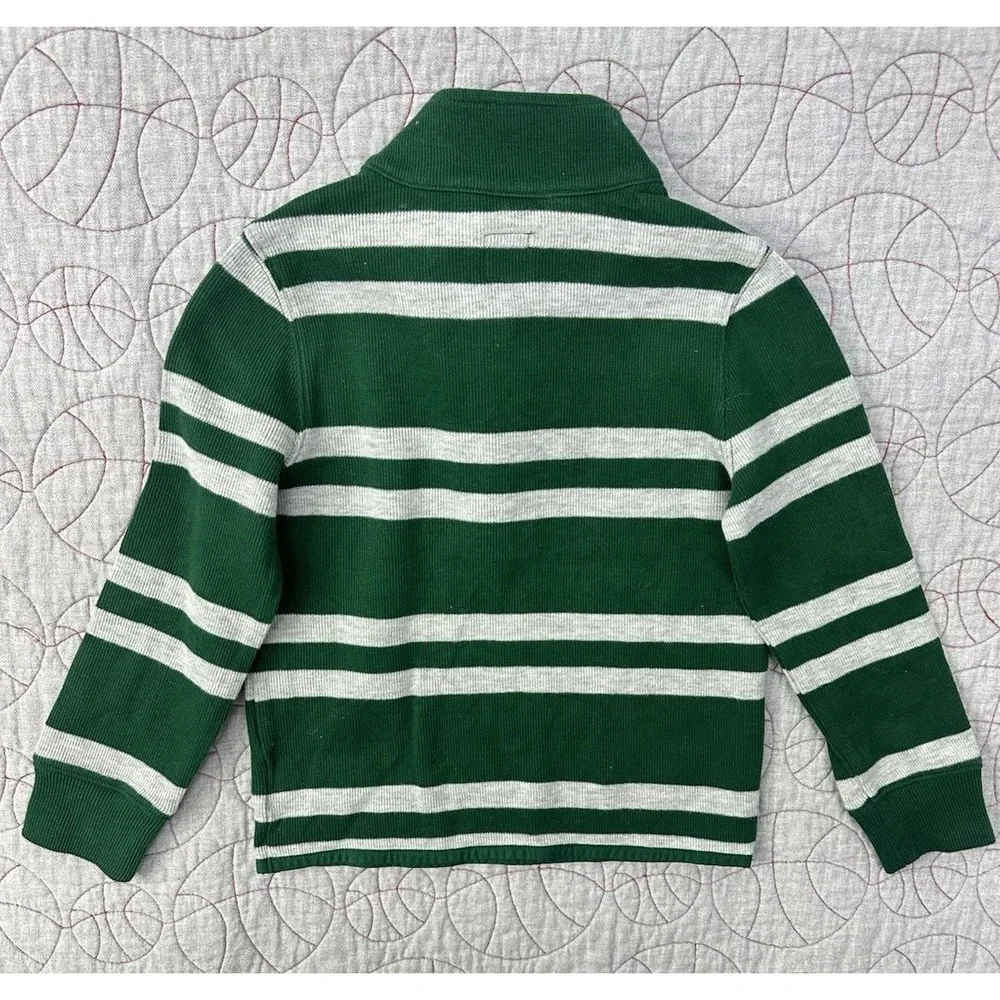 NWT GAP‎ Boys Half Zip Green White Stripe Sweater / Kids XS